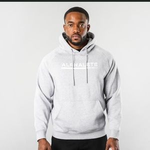 Alphalete men’s grey performance hoodie sz Large